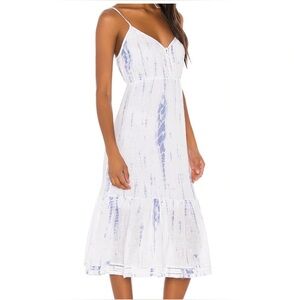 Rails Delilah Linen Cloud Tie Dye Midi Tank Dress White and Blue Sz Extra Small
